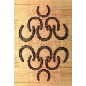 Twelve (12) Large 5" Cast Iron Horse Shoes Rustic Set of Twelve (12) 0170-05208